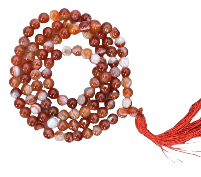 Jaap Mala Collection - Divinity Crystals Certified Natural Pure 8mm Beads for Men and Women Yoga Reiki Meditation Feng Shui Red Sulemani Hakik Mala Default Title